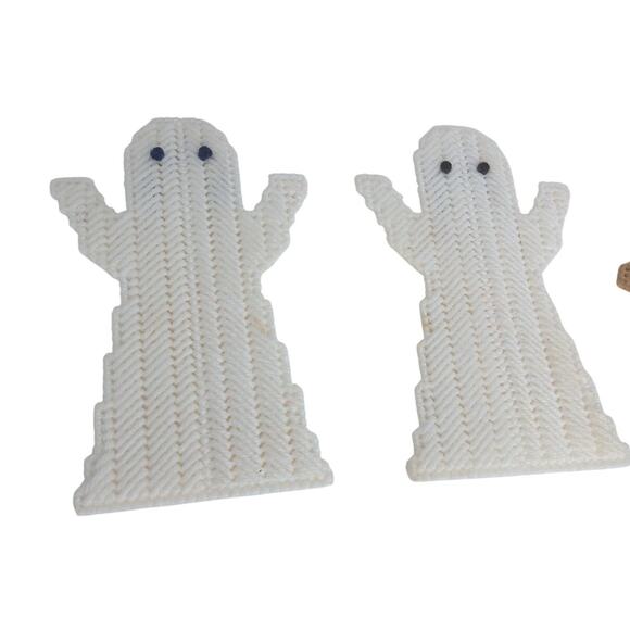 Vintage Canvas Needlepoint Halloween Thanksgiving Coaster Table Decor Set of 6 - Picture 5 of 6